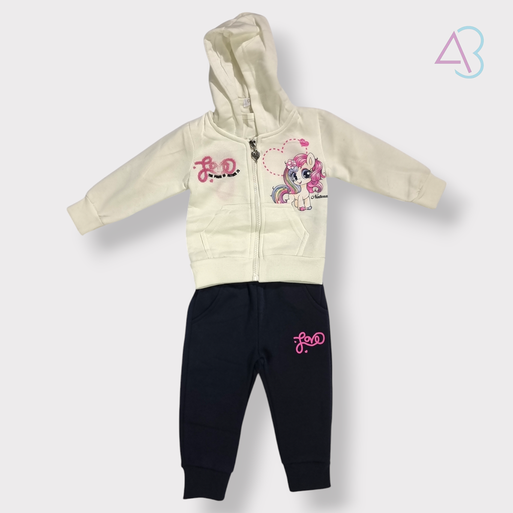 Completo Felpa e Pantaloni con Stampa Unicorno