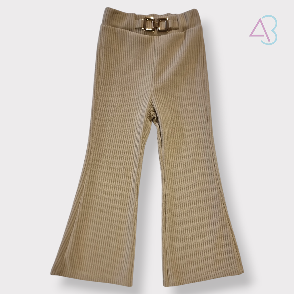 Pantaloni in Velluto a Coste con Fibbia Dorata