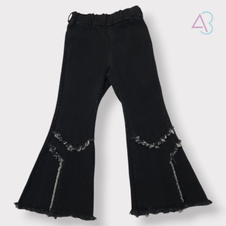 Pantalone a Zampa in Denim - Dettagli Frangiati