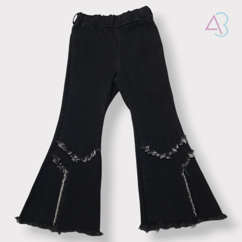 Pantalone a Zampa in Denim - Dettagli Frangiati