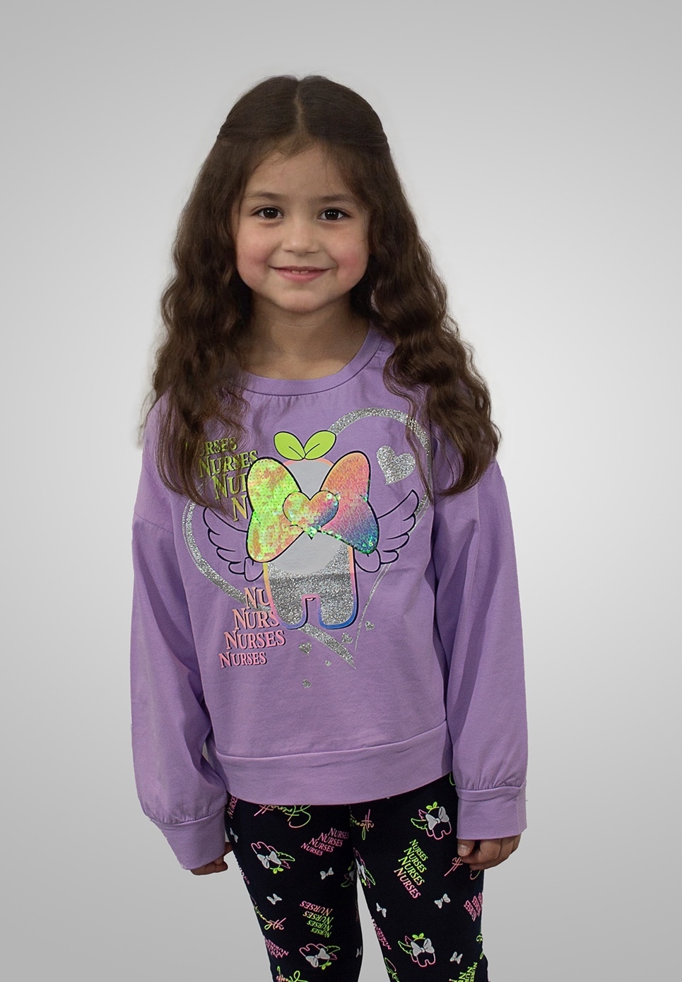 Completo felpa e leggings con stampa