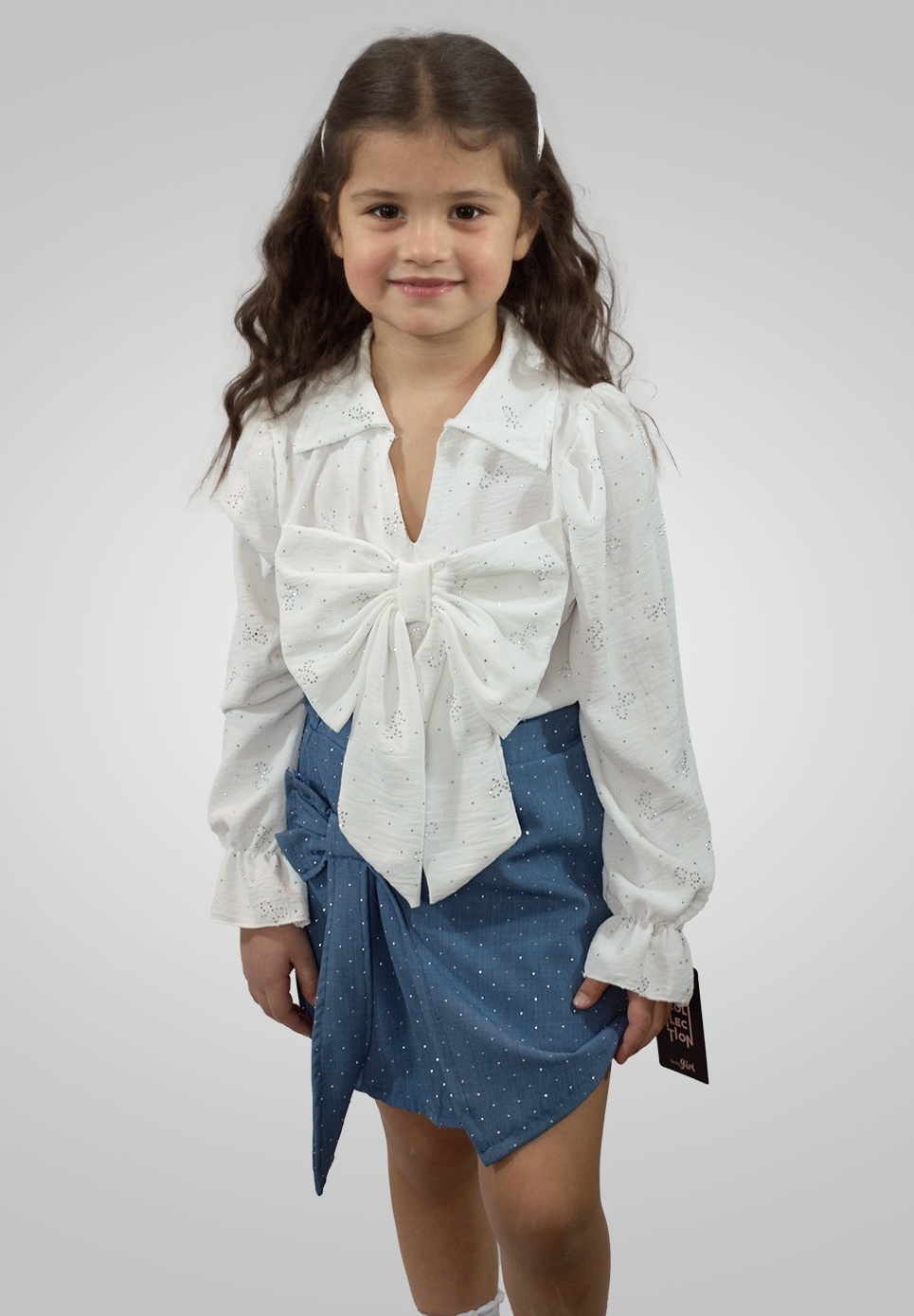 Gonna elegante bambina con dettagli luminosi