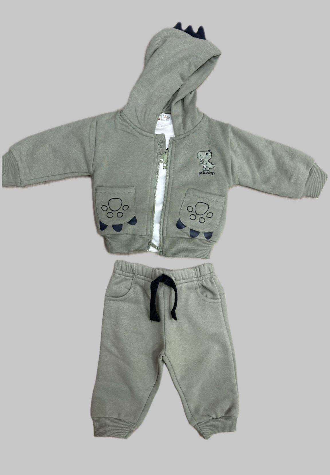 Completo bimbo tre pezzi dinosauro